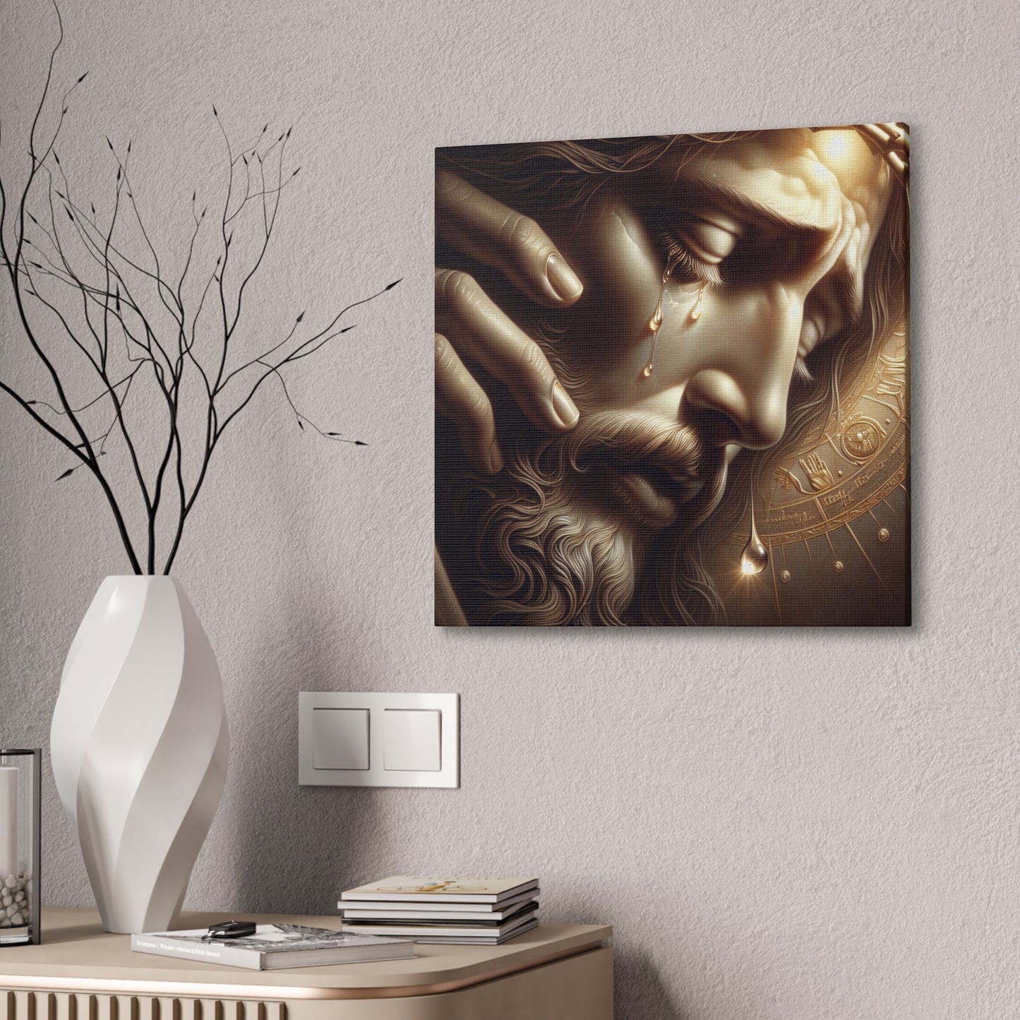 Emotional Canvas Art - Tearful Jesus Portrait