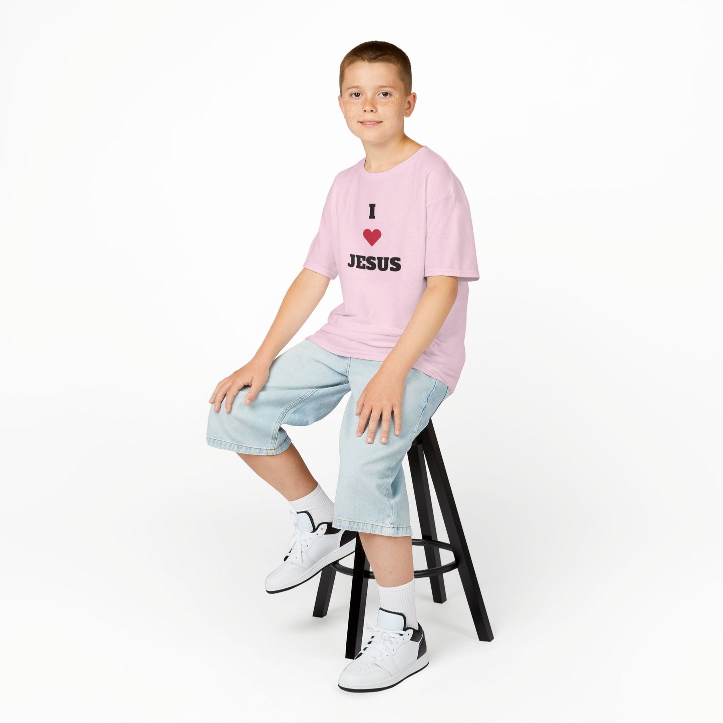 I ❤️ Jesus Kids Heavy Cotton Tee - Comfortable Faith T-Shirt for Young Believers