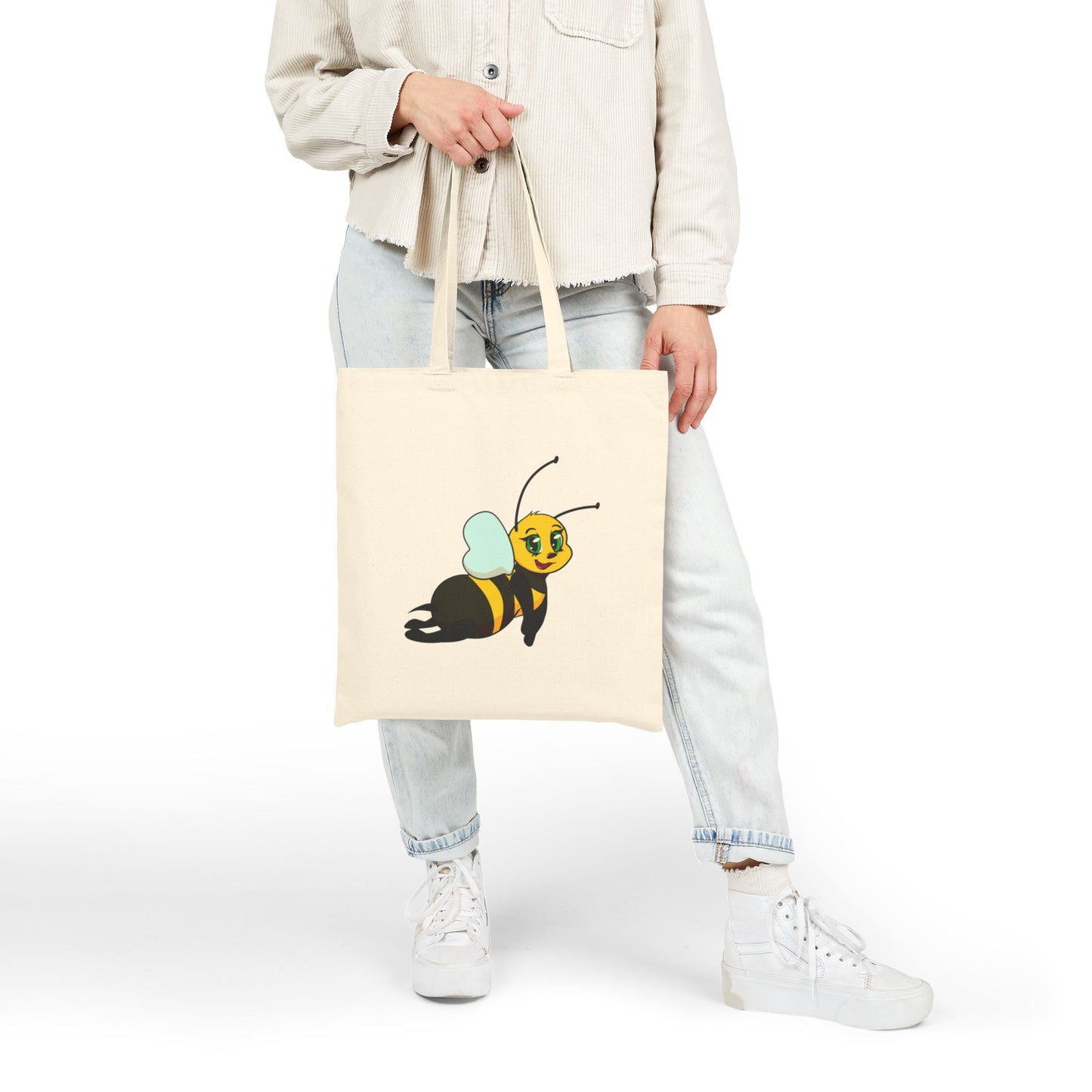 Buzzing Beginnings Cotton Canvas Tote Bag - Eco-Friendly, Bee Design, School Supply, Gift, Teacher Tote
