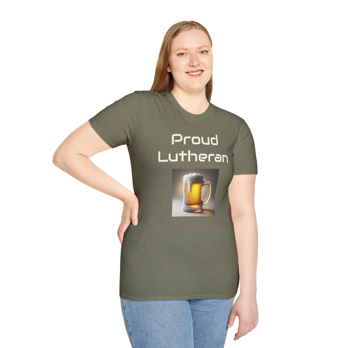 Proud Lutheran Unisex T-Shirt - Orange Beer Mug Design