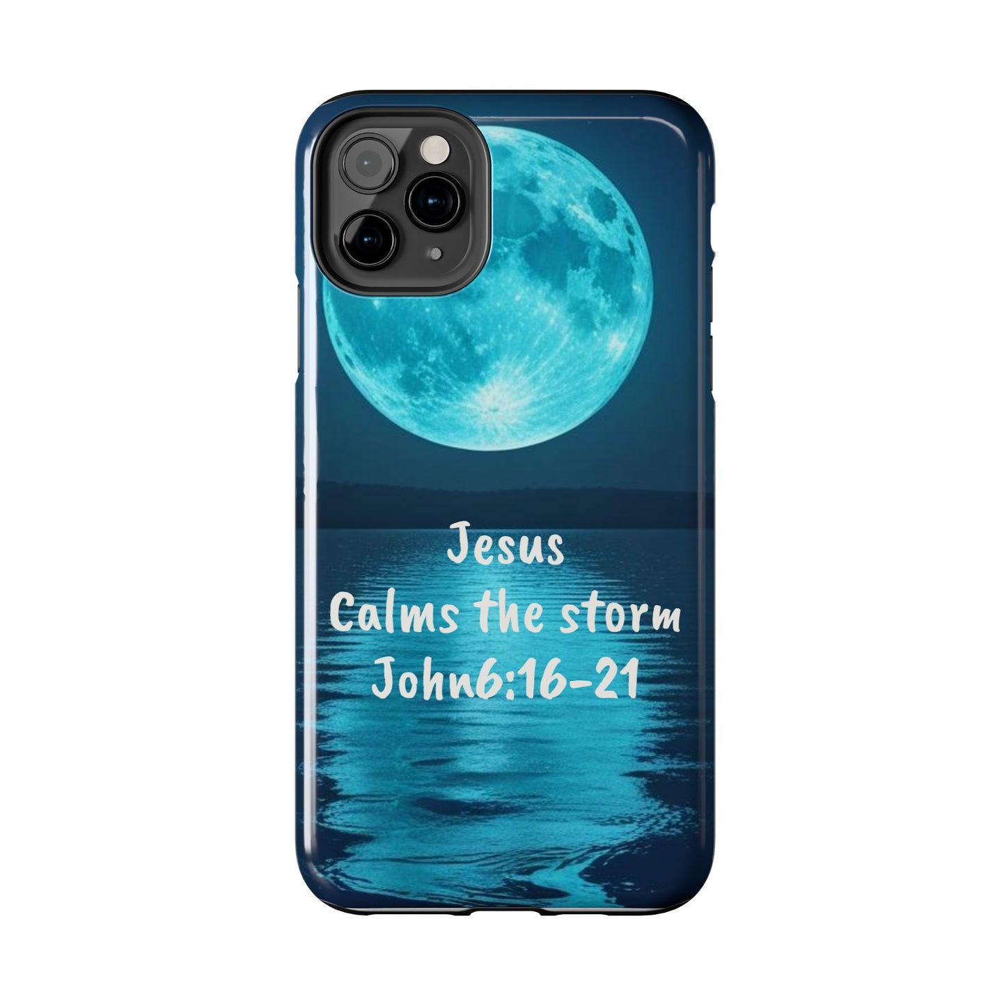 Moonlit Jesus Phone Case | Tough Phone Cases for Faithful Protection, Bible Verse, Gift for Christians, Spiritual Decor