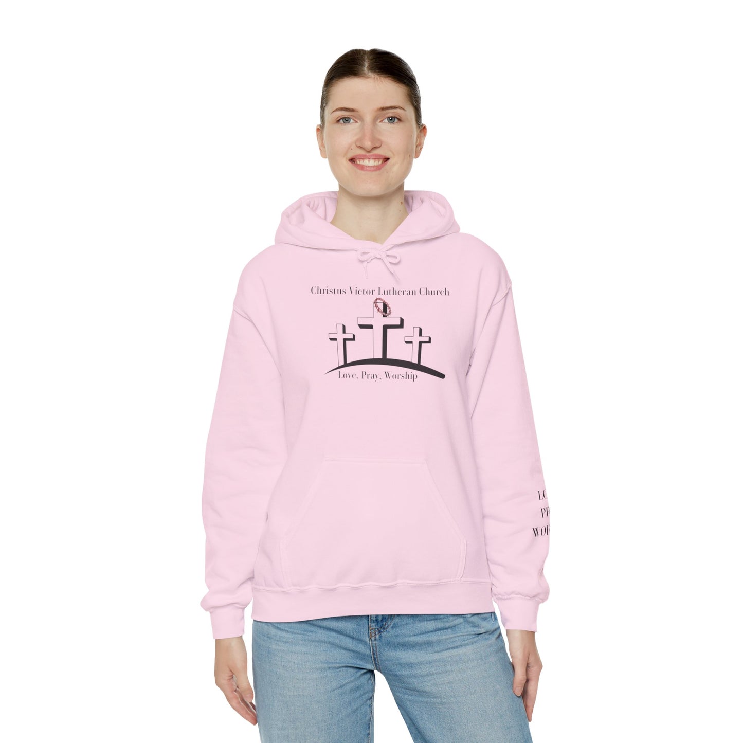 Comfortable Unisex Hooded Sweatshirt with Christus Victor Logo