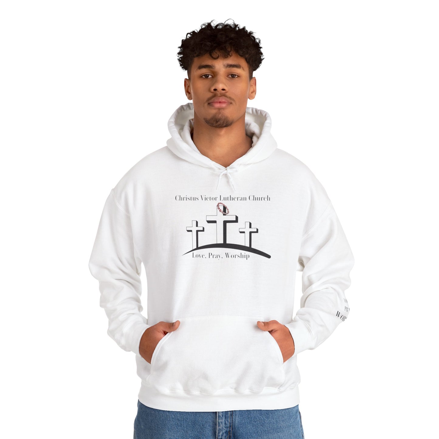 Comfortable Unisex Hooded Sweatshirt with Christus Victor Logo