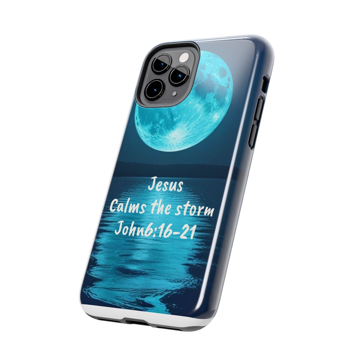 Moonlit Jesus Phone Case | Tough Phone Cases for Faithful Protection, Bible Verse, Gift for Christians, Spiritual Decor