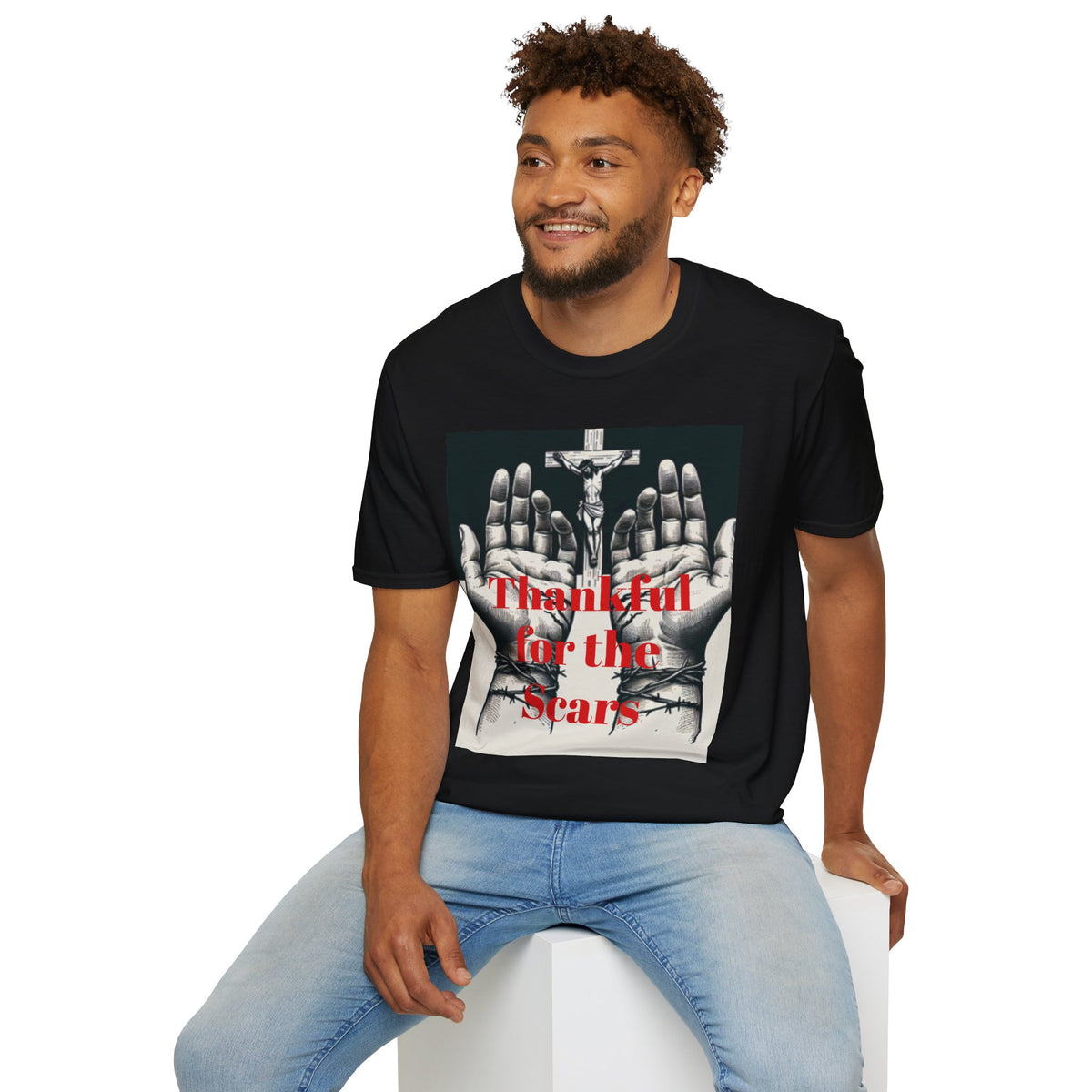 Grateful Vibes Unisex Softstyle T-Shirt - "Thankful for the Scars" Design
