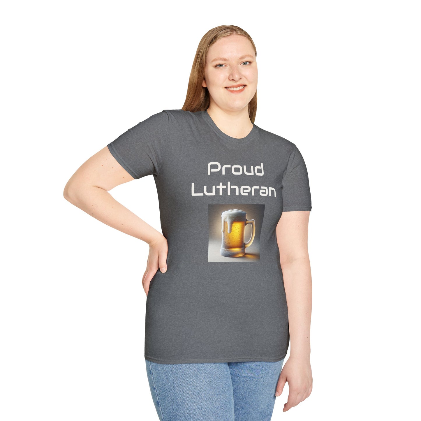Proud Lutheran Unisex T-Shirt - Orange Beer Mug Design