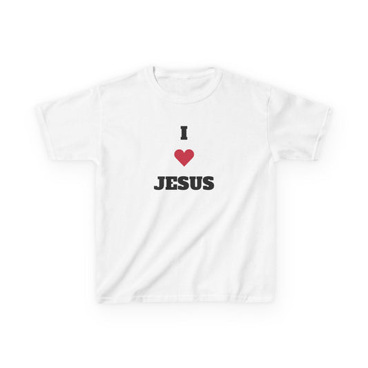 I ❤️ Jesus Kids Heavy Cotton Tee - Comfortable Faith T-Shirt for Young Believers
