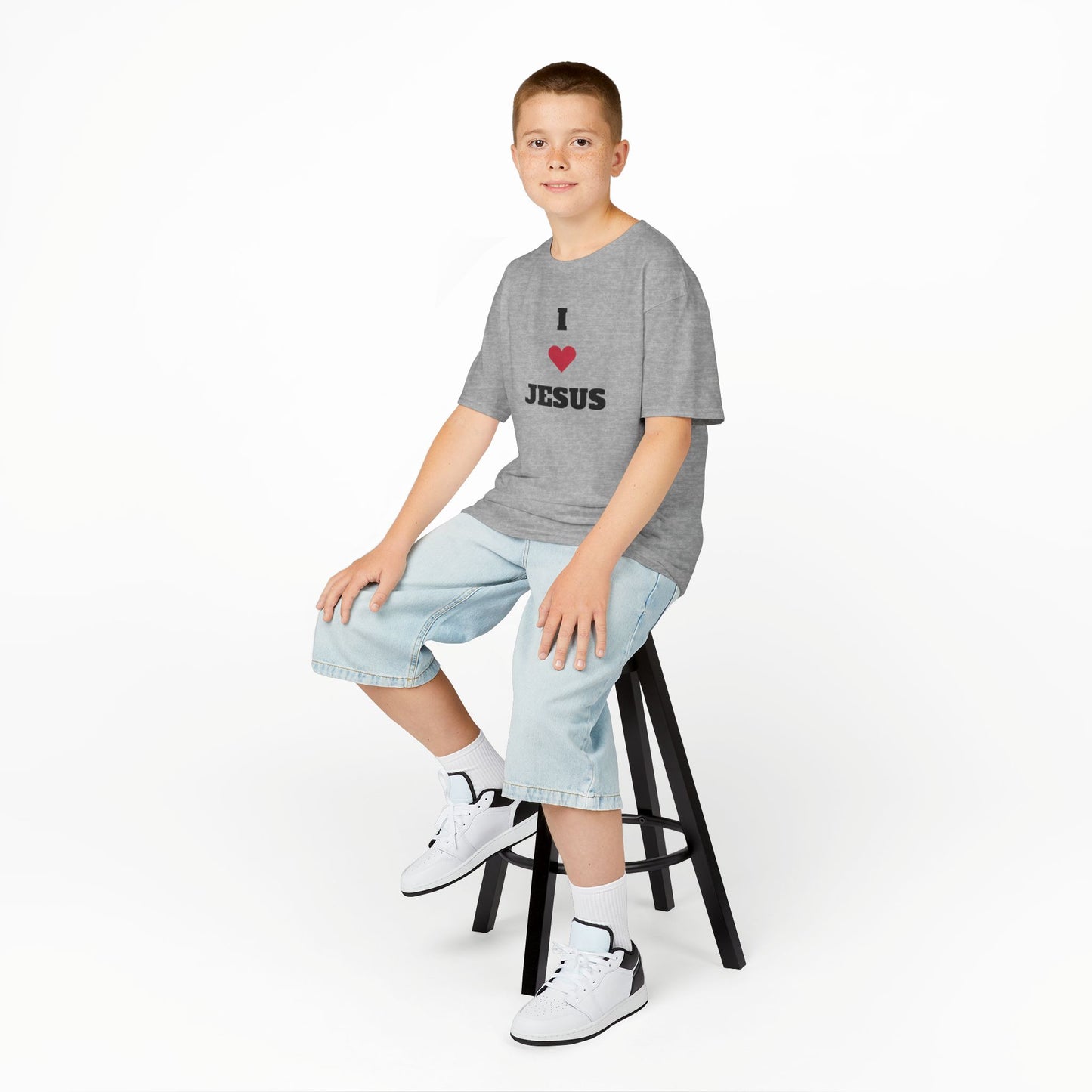 I ❤️ Jesus Kids Heavy Cotton Tee - Comfortable Faith T-Shirt for Young Believers