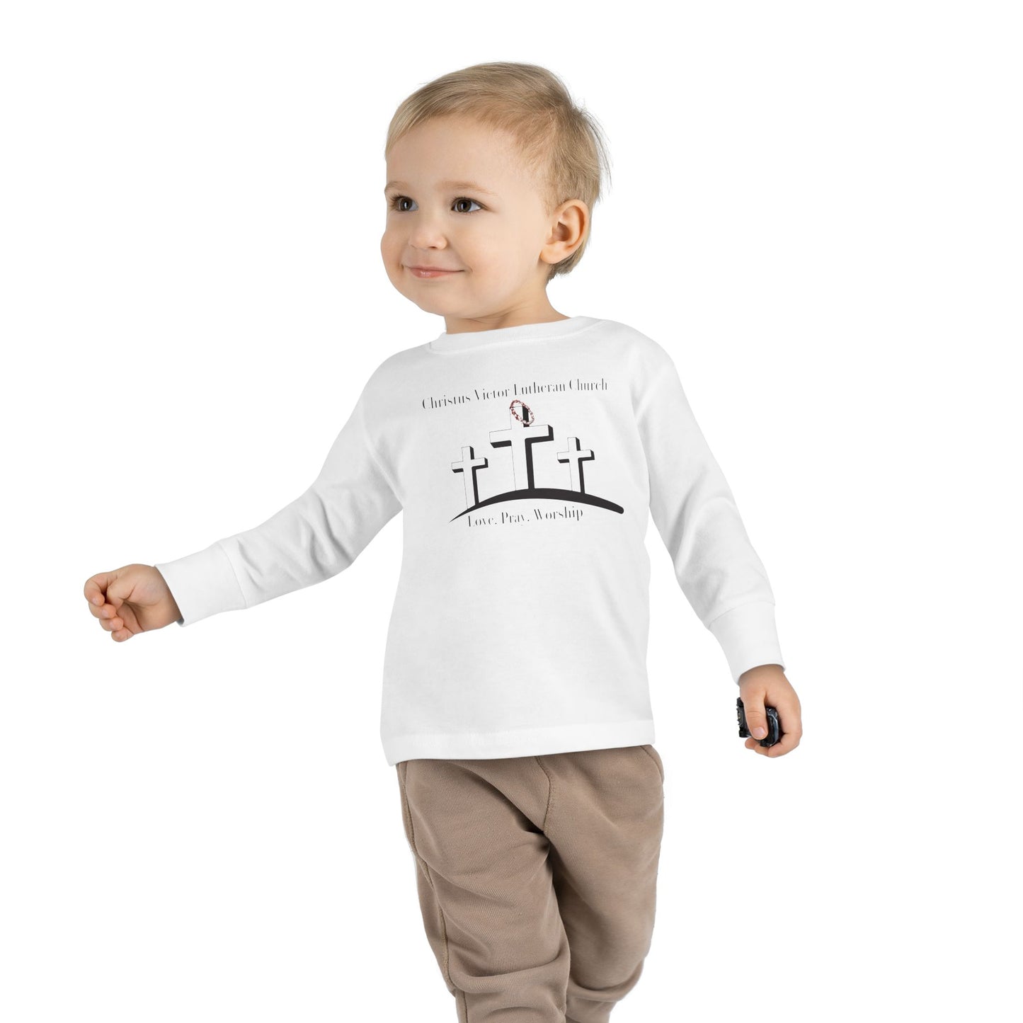 Toddler Long Sleeve Tee - Three Crosses Easter Faith Shirt for Kids