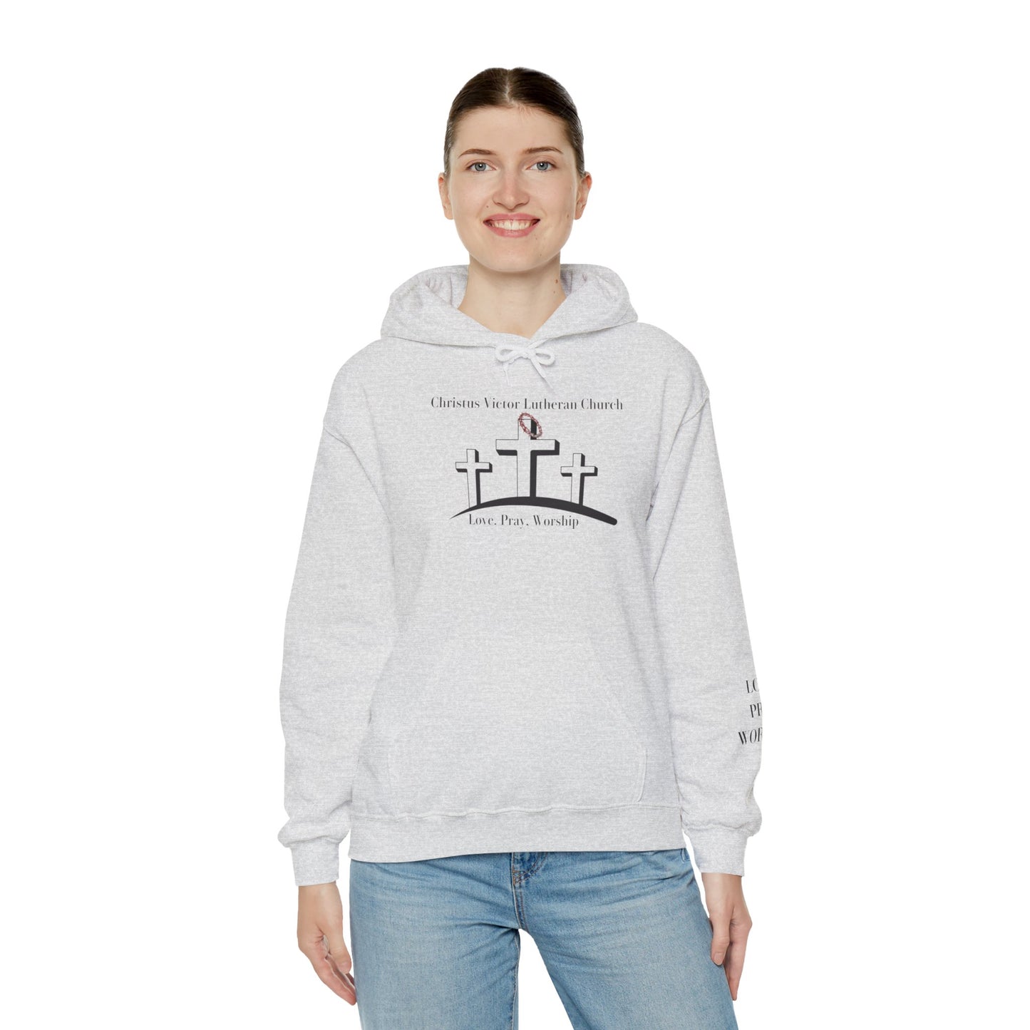 Comfortable Unisex Hooded Sweatshirt with Christus Victor Logo