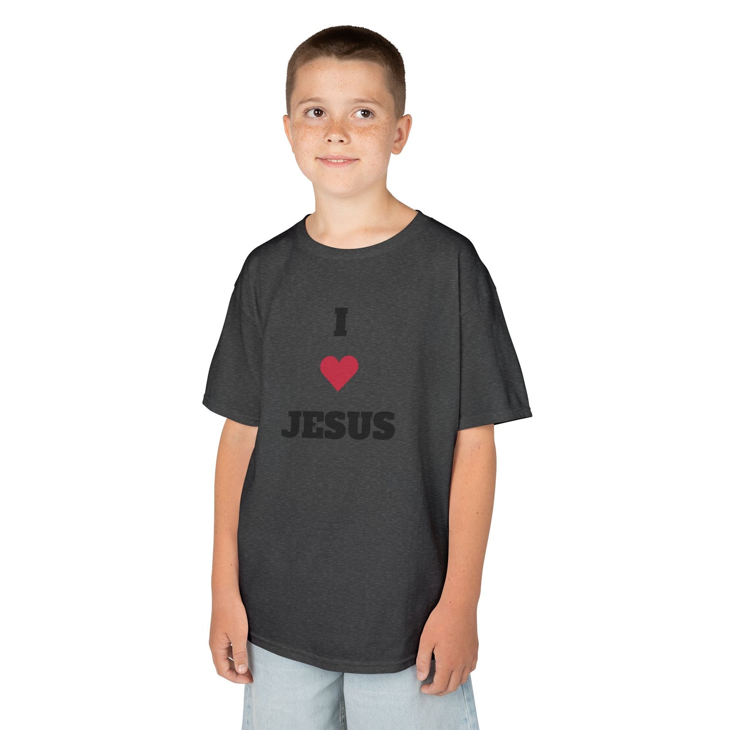I ❤️ Jesus Kids Heavy Cotton Tee - Comfortable Faith T-Shirt for Young Believers