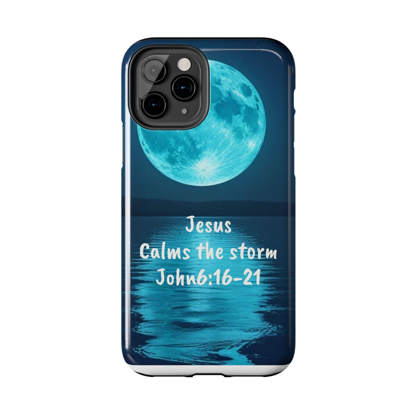 Moonlit Jesus Phone Case | Tough Phone Cases for Faithful Protection, Bible Verse, Gift for Christians, Spiritual Decor