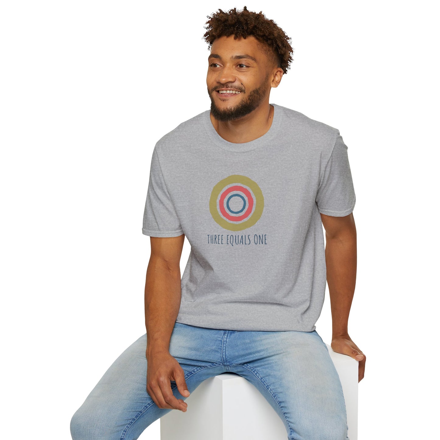 Three Equals One T-Shirt — Minimal Holy Trinity Graphic Tee
