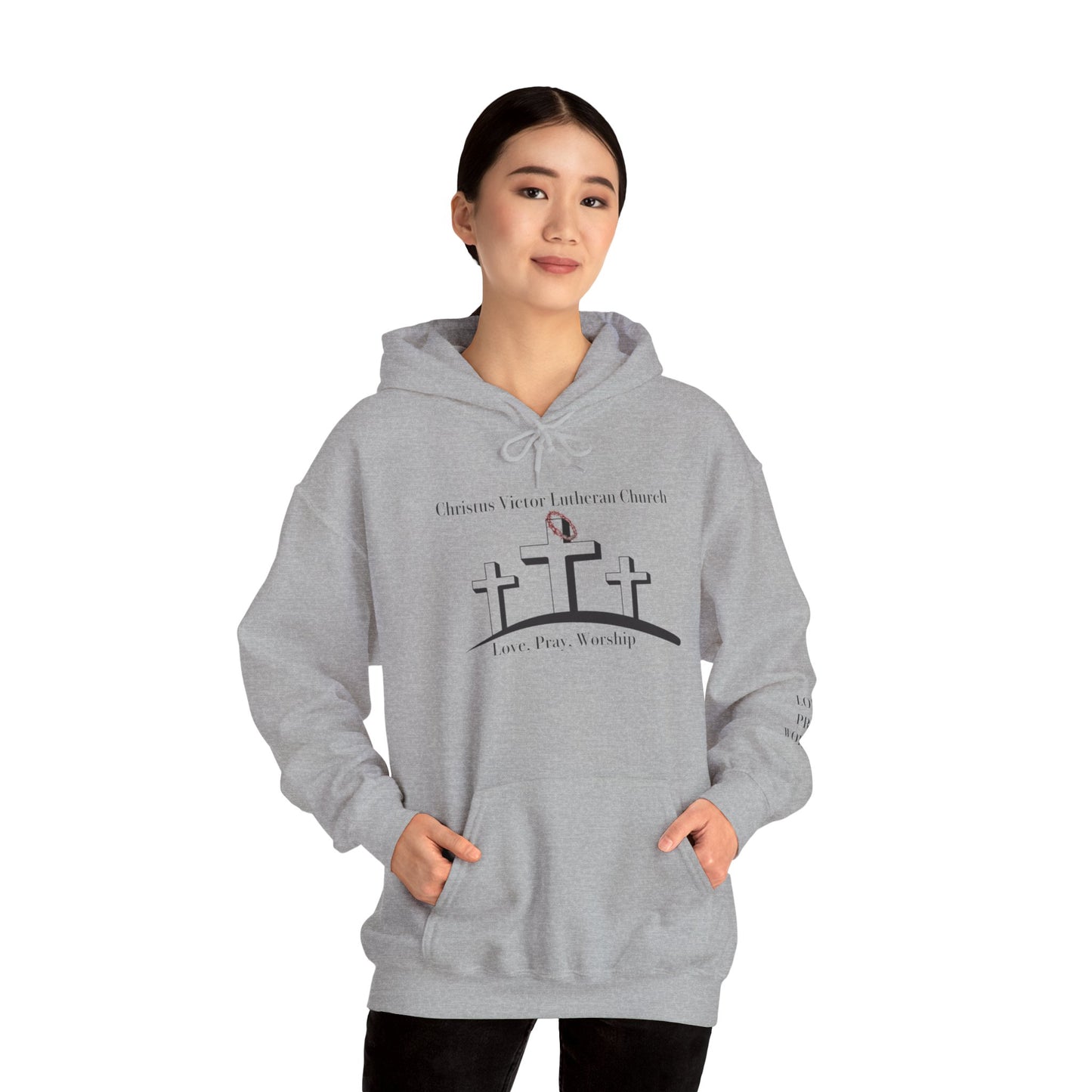 Comfortable Unisex Hooded Sweatshirt with Christus Victor Logo