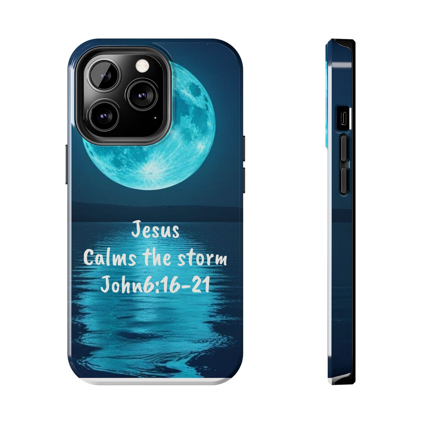 Moonlit Jesus Phone Case | Tough Phone Cases for Faithful Protection, Bible Verse, Gift for Christians, Spiritual Decor
