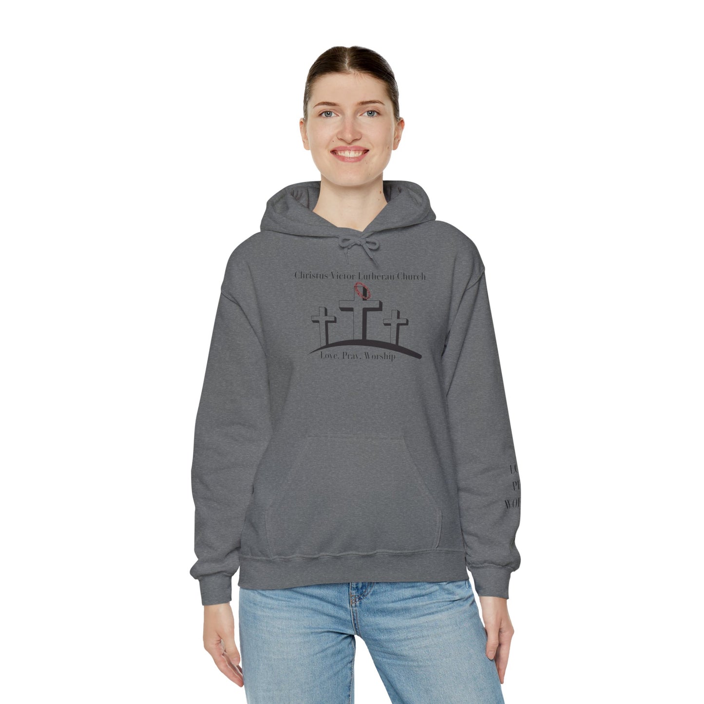 Comfortable Unisex Hooded Sweatshirt with Christus Victor Logo