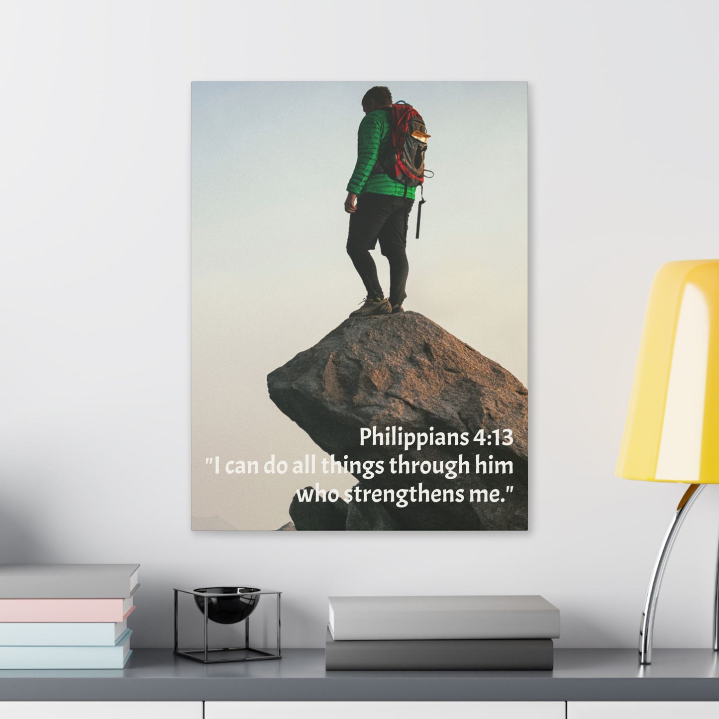 Inspirational Canvas Wall Art - Philippians 4:13 Motivational Decor