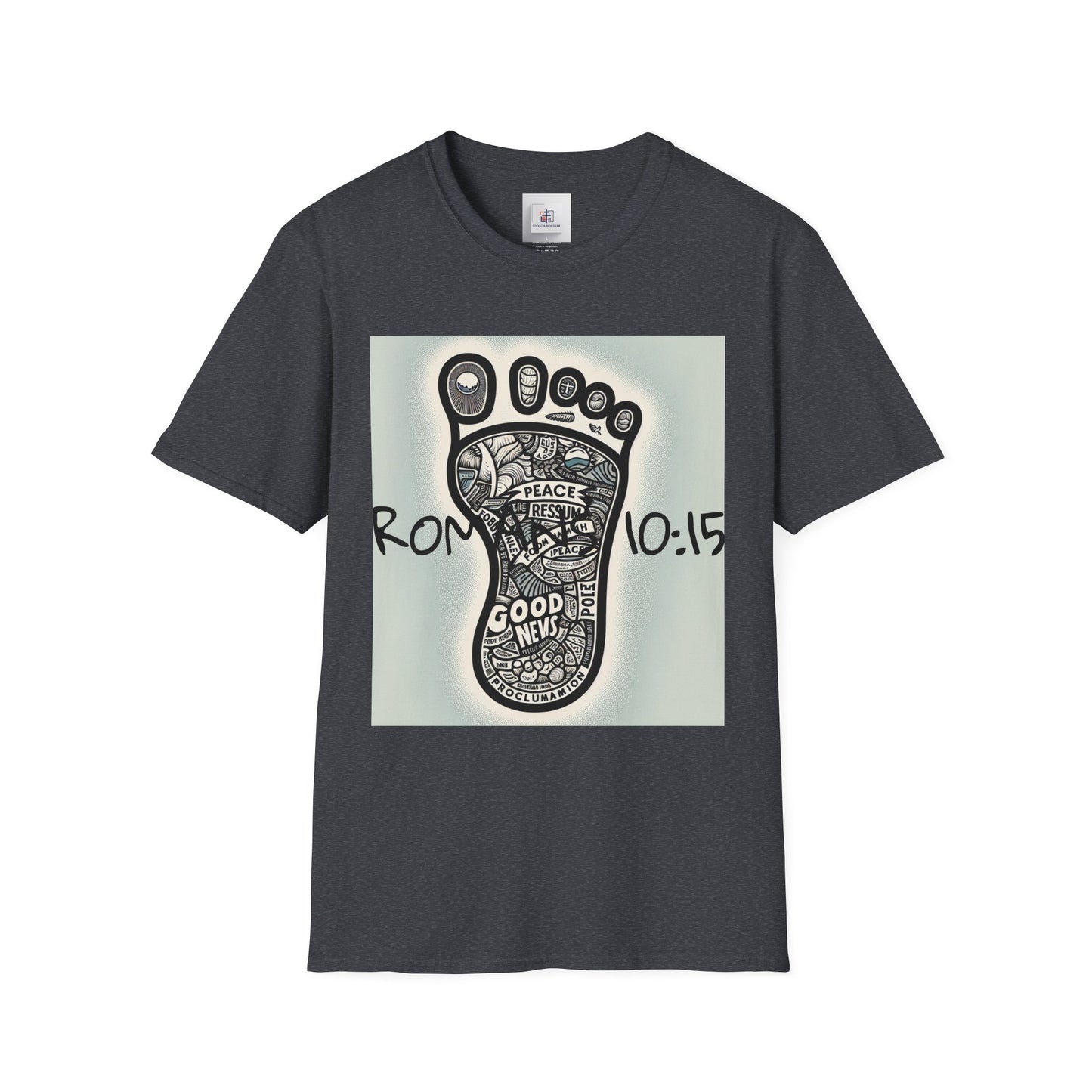 Inspirational Christian T-Shirt with Footprint Design - Romans 10:15