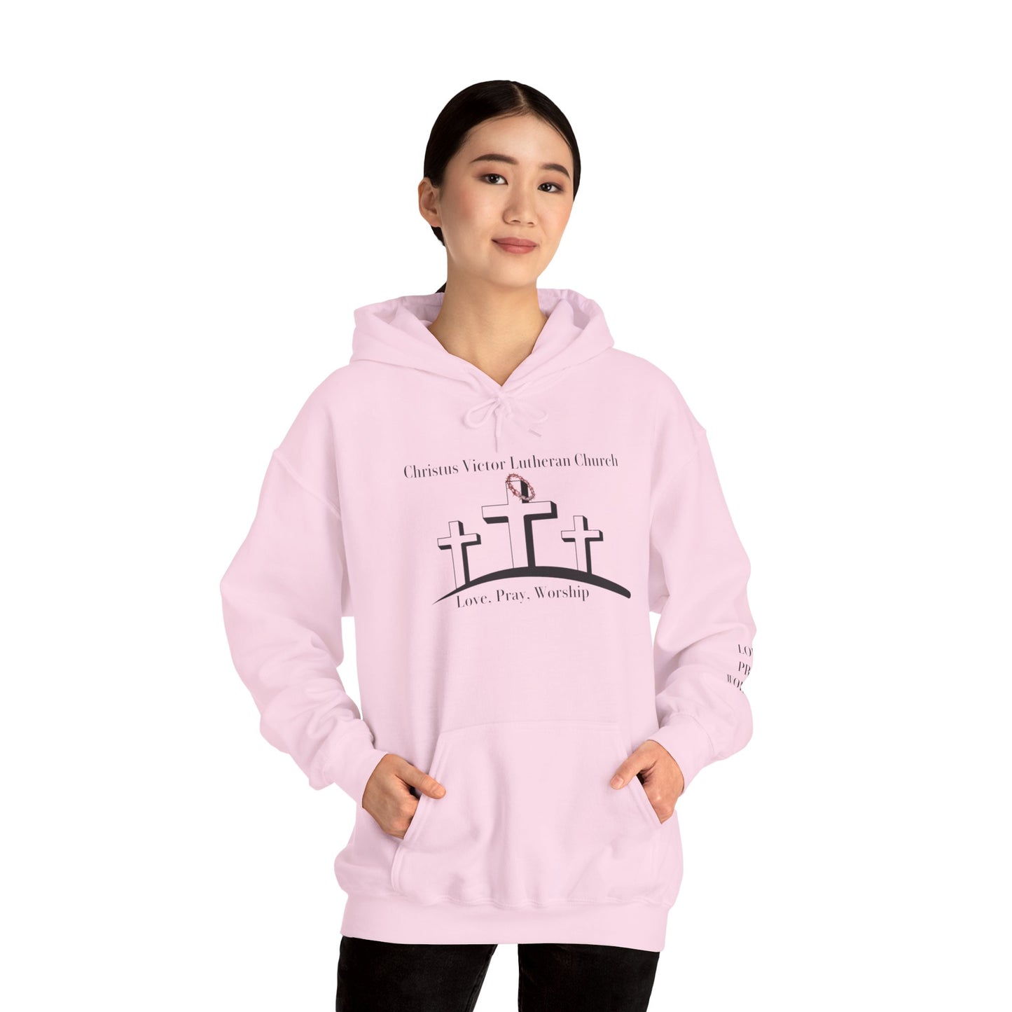 Comfortable Unisex Hooded Sweatshirt with Christus Victor Logo