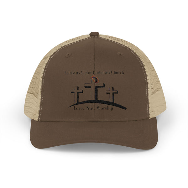 Inspirational Christian Snapback Trucker Cap - Love, Pray, Worship