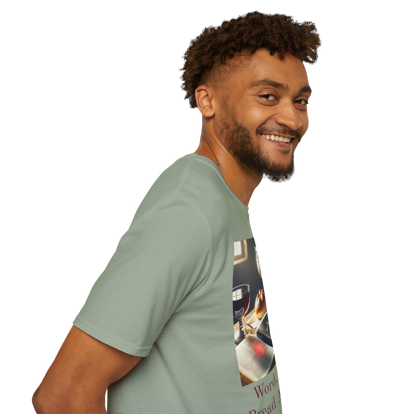 Inspirational Unisex Softstyle T-Shirt - "Word, Water, Bread And Wine"