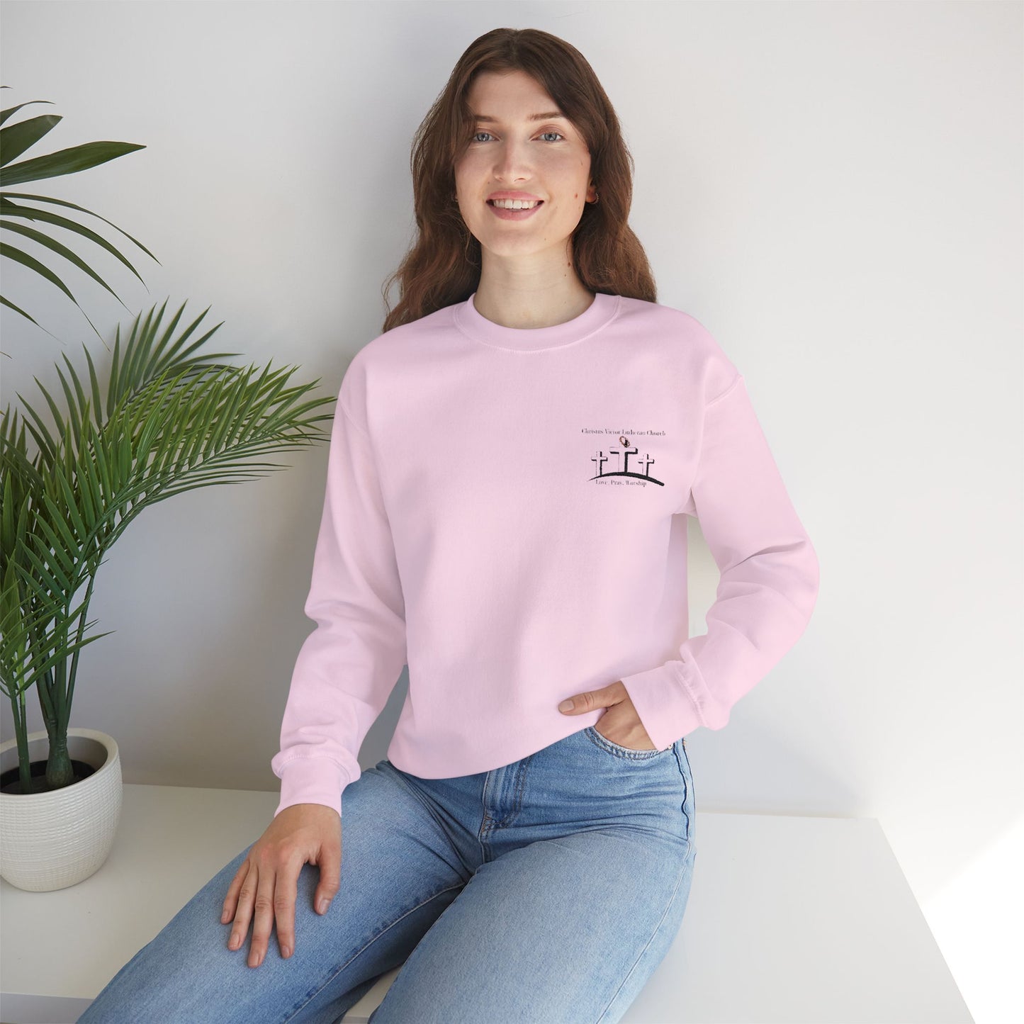 Cozy Unisex Sweatshirt with embroidered Christus Victor Logo