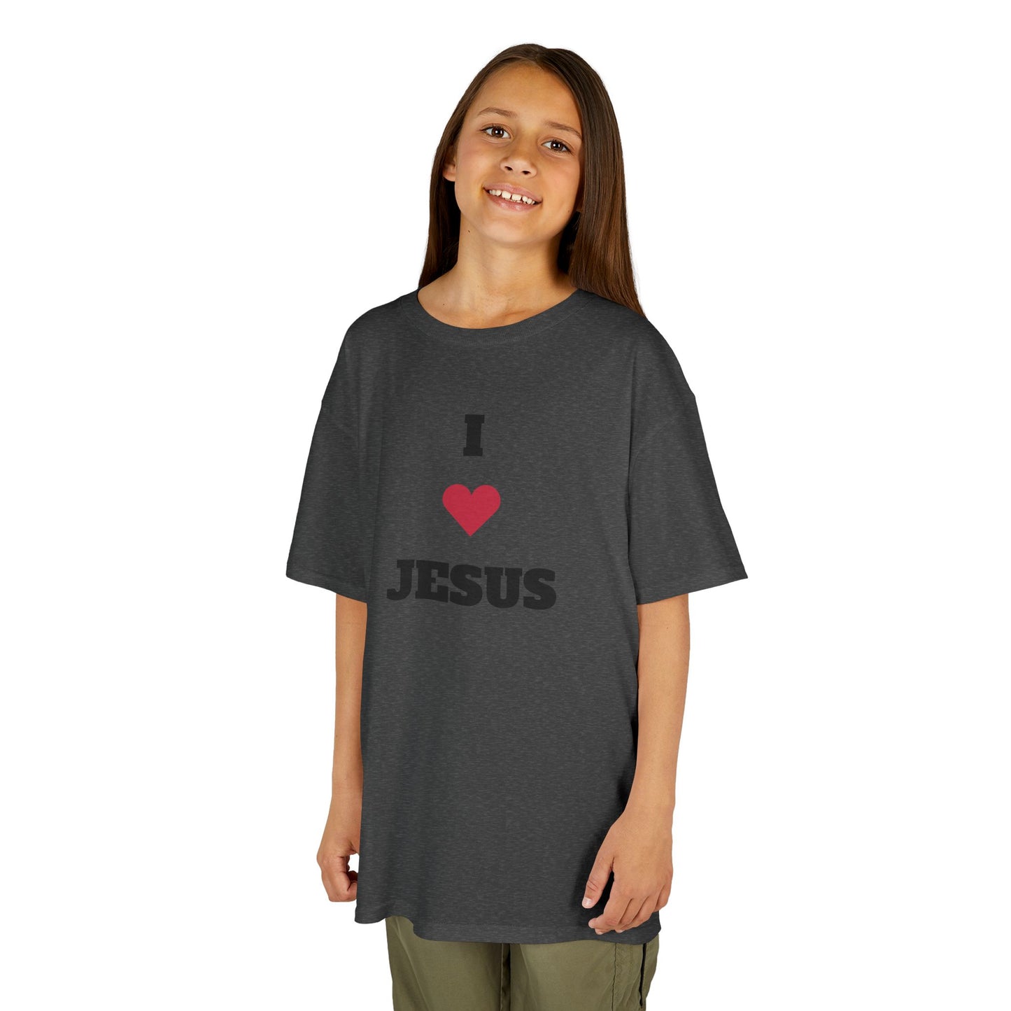 I ❤️ Jesus Kids Heavy Cotton Tee - Comfortable Faith T-Shirt for Young Believers