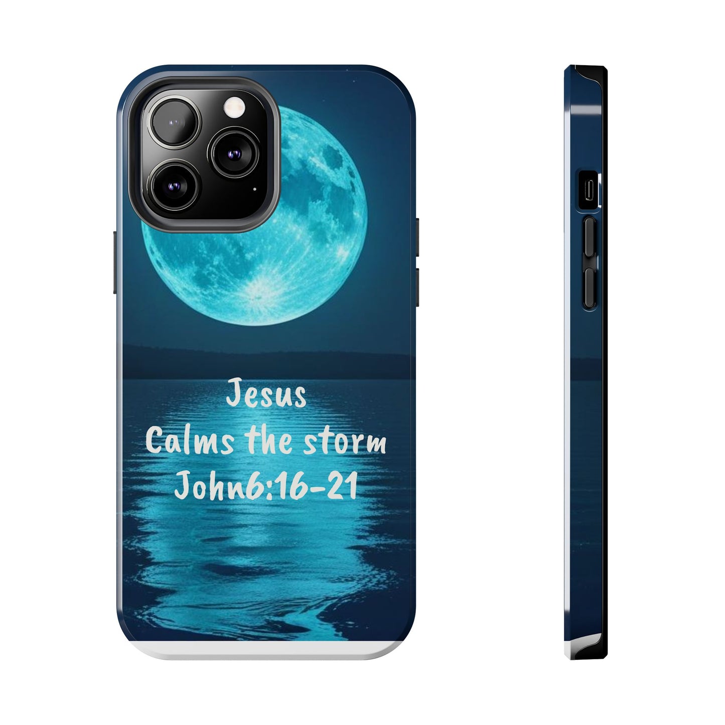 Moonlit Jesus Phone Case | Tough Phone Cases for Faithful Protection, Bible Verse, Gift for Christians, Spiritual Decor