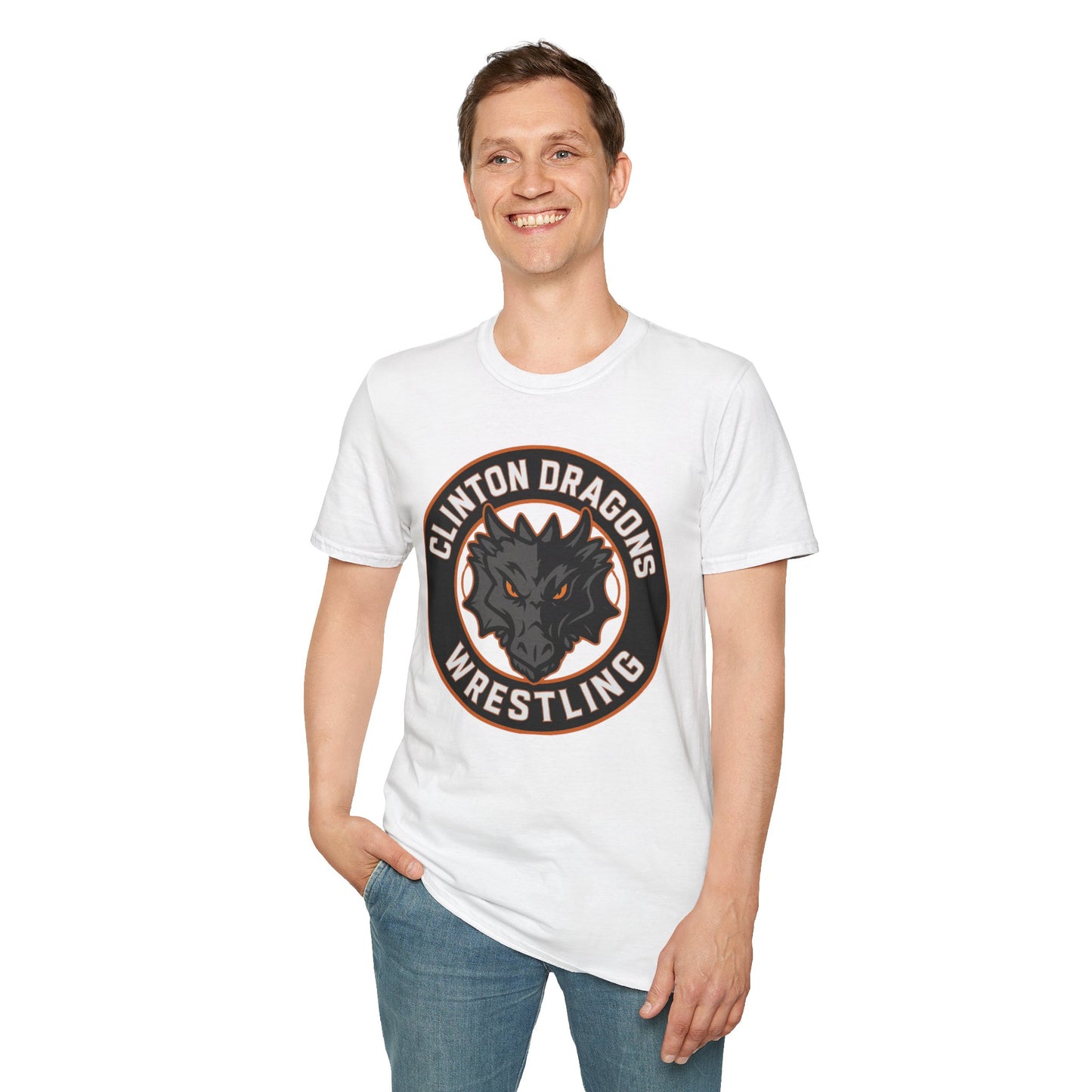 Clinton Dragons Wrestling Tee, Unisex Softstyle T-Shirt, Sportswear, Team Spirit, Gym Apparel, Gift for Wrestlers
