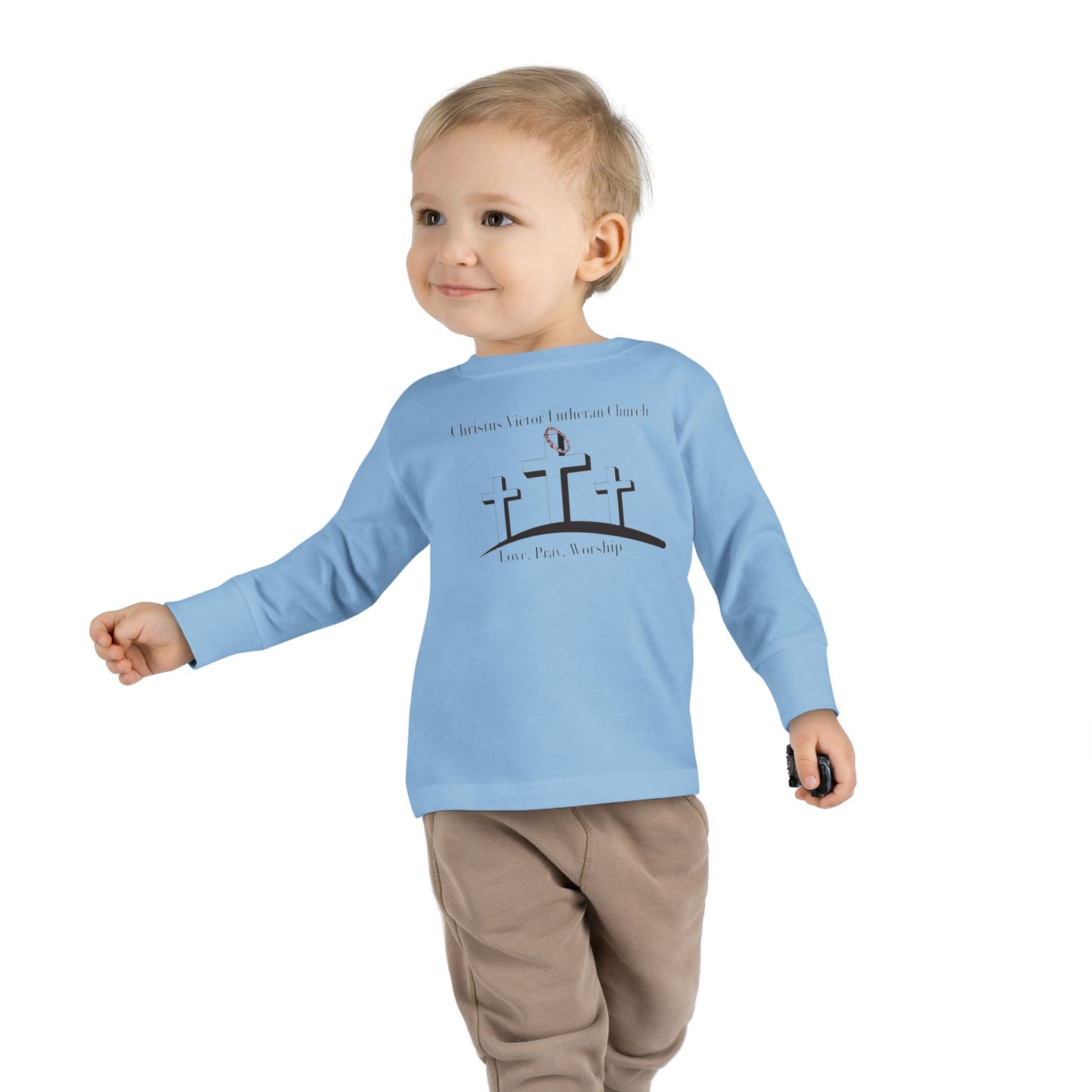 Toddler Long Sleeve Tee - Three Crosses Easter Faith Shirt for Kids