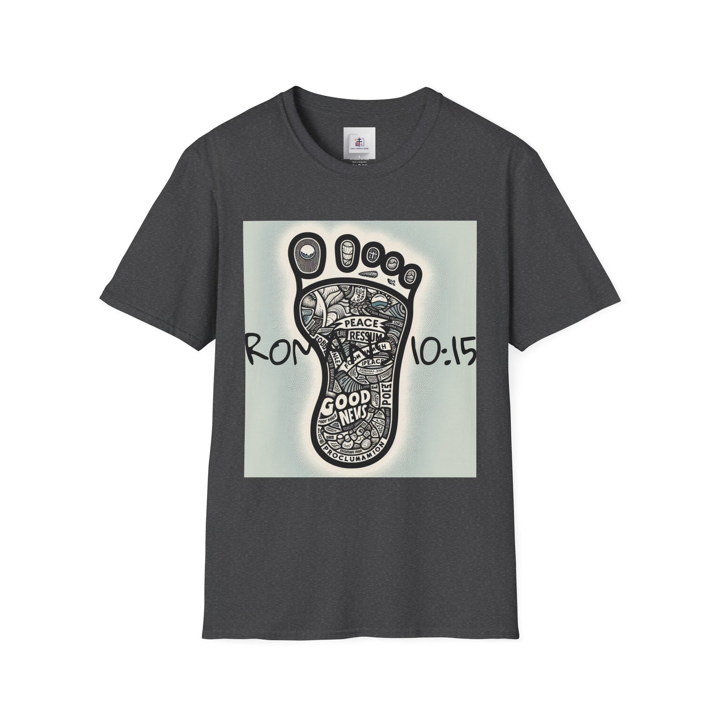 Inspirational Christian T-Shirt with Footprint Design - Romans 10:15