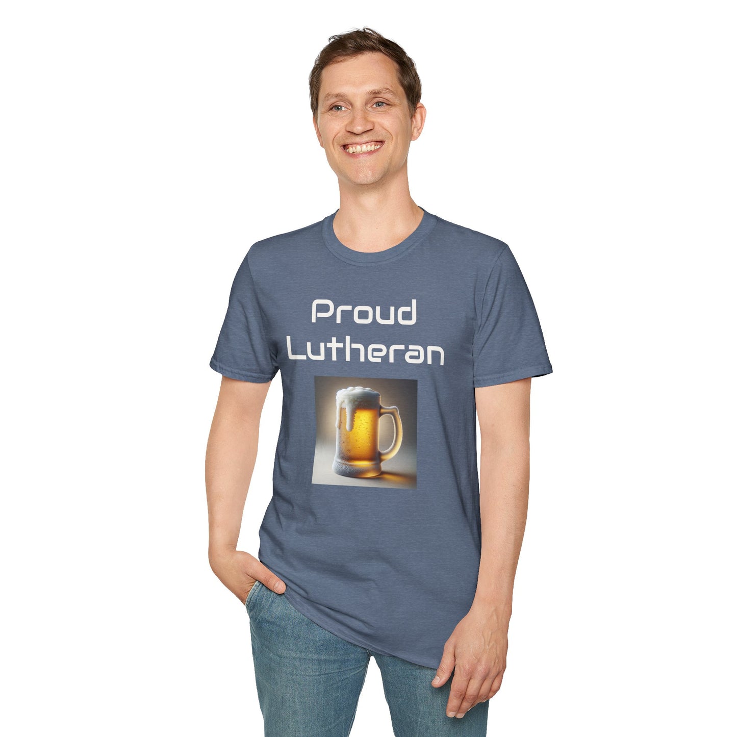 Proud Lutheran Unisex T-Shirt - Orange Beer Mug Design