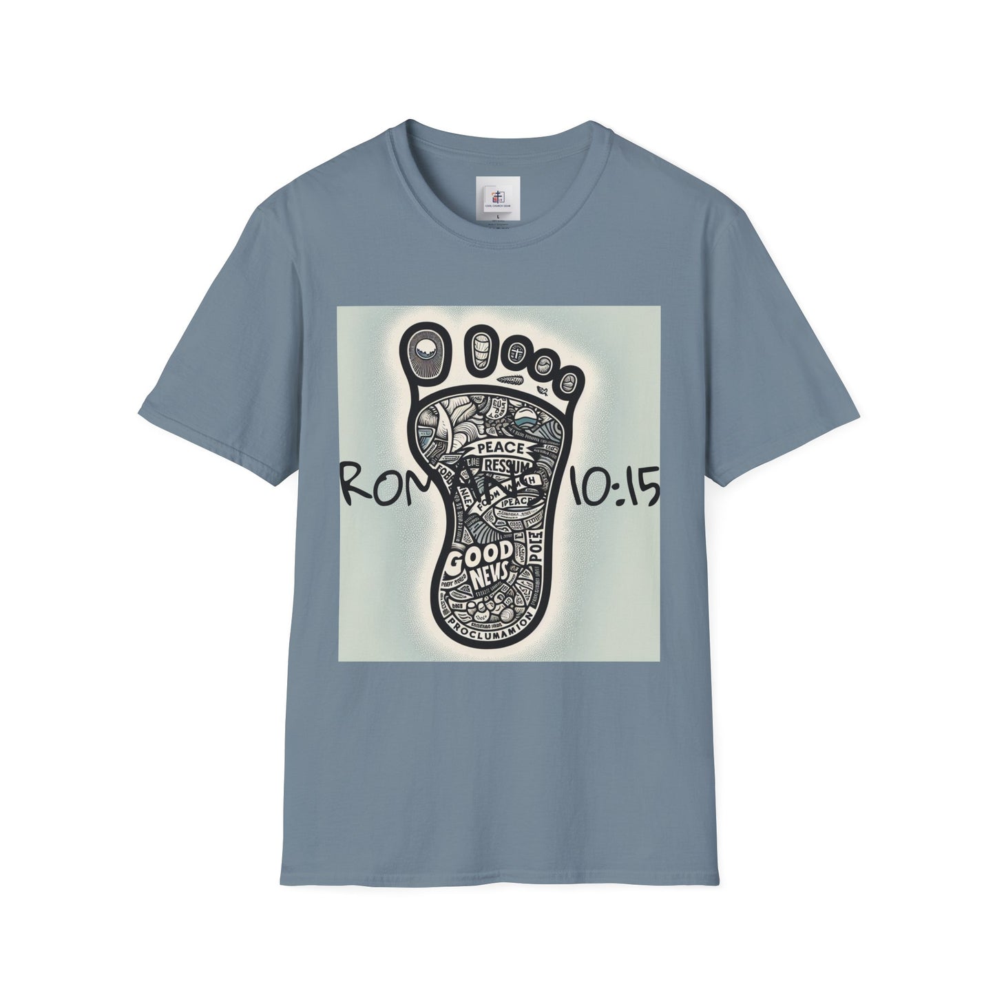 Inspirational Christian T-Shirt with Footprint Design - Romans 10:15