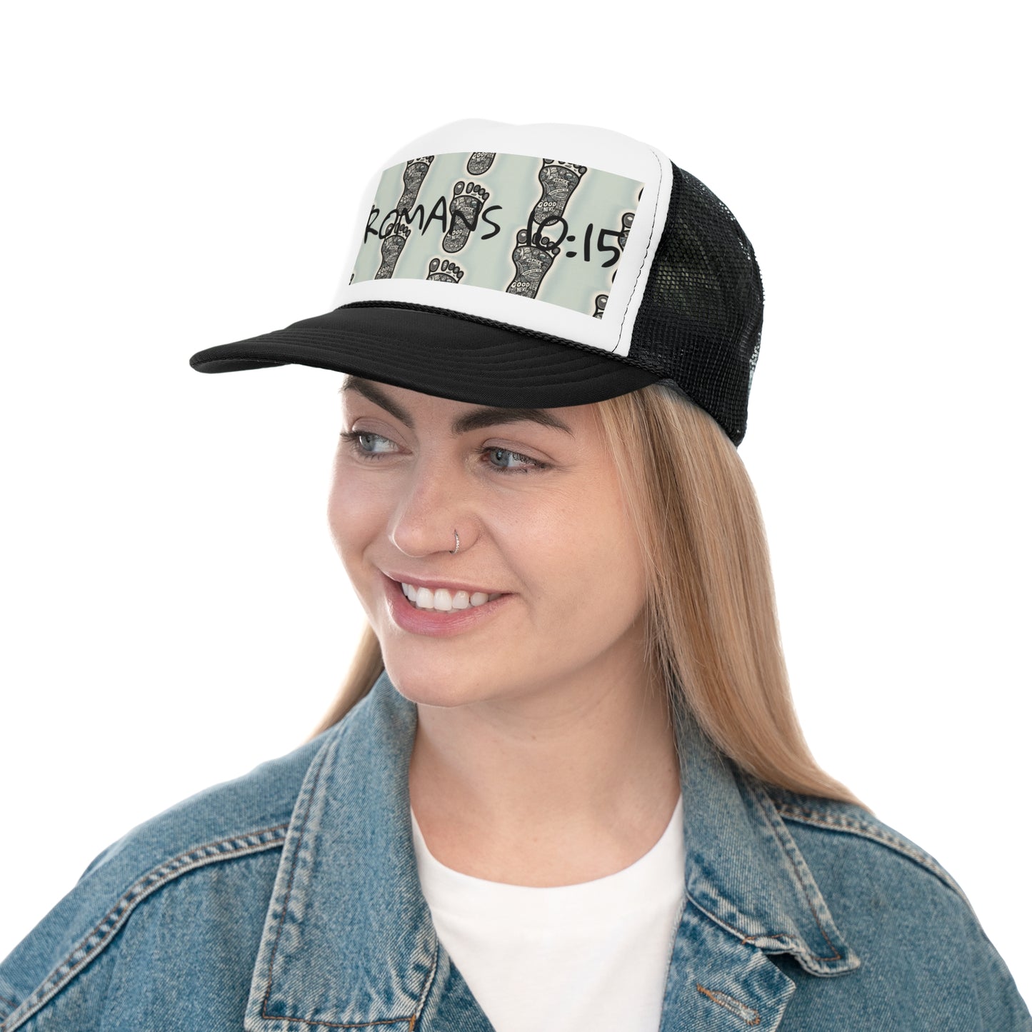 Romans 10:15 Inspirational Trucker Cap - Faith-Based Adjustable Hat