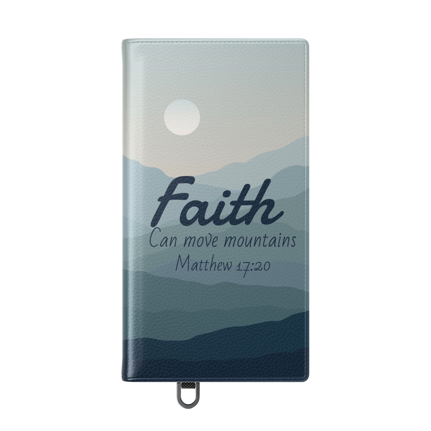 Inspirational Flip Case - Faith Can Move Mountains, Phone Wallet Cover, Motivational Gift, Christian Accessories, Scripture Design
