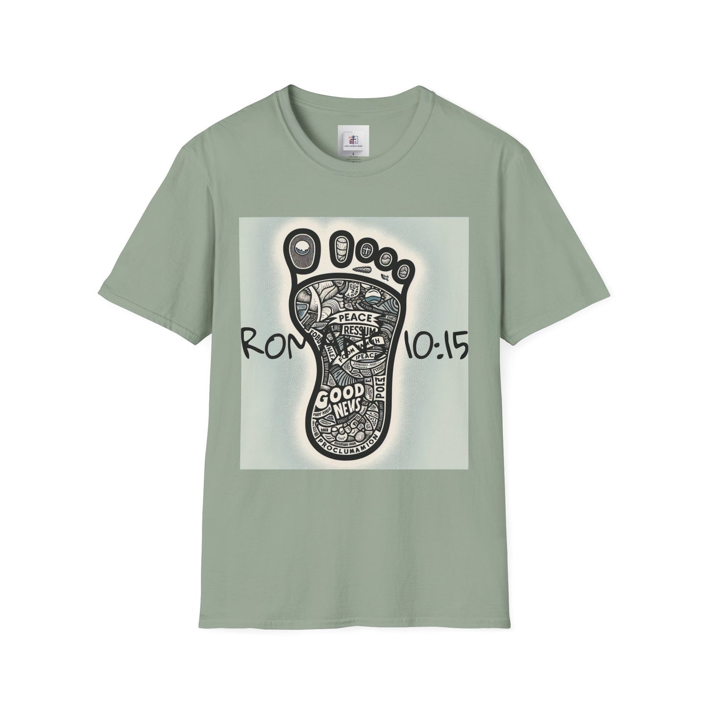 Inspirational Christian T-Shirt with Footprint Design - Romans 10:15