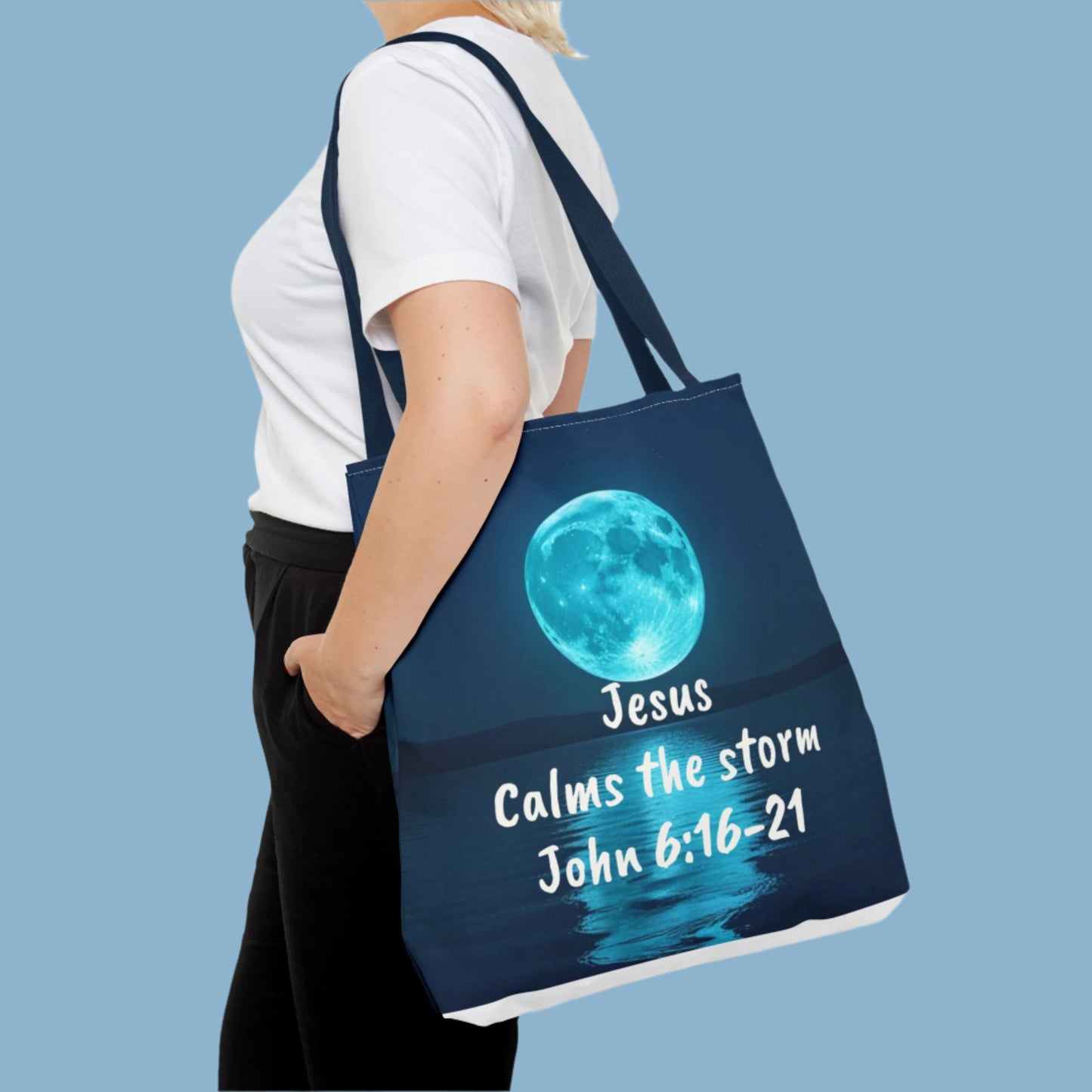 Inspirational Tote Bag - "Jesus Calms the Storm" - Perfect for Church, Gifts, Everyday Use, Eco-Friendly Bag, Faith-Based Fashion