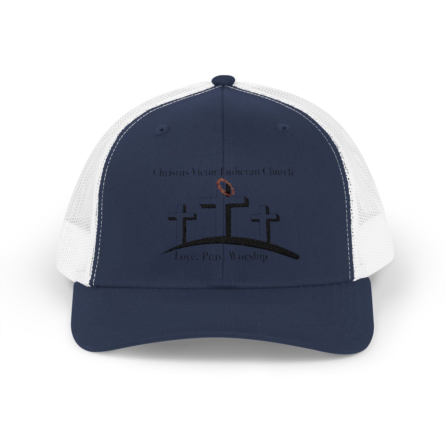 Inspirational Christian Snapback Trucker Cap - Love, Pray, Worship