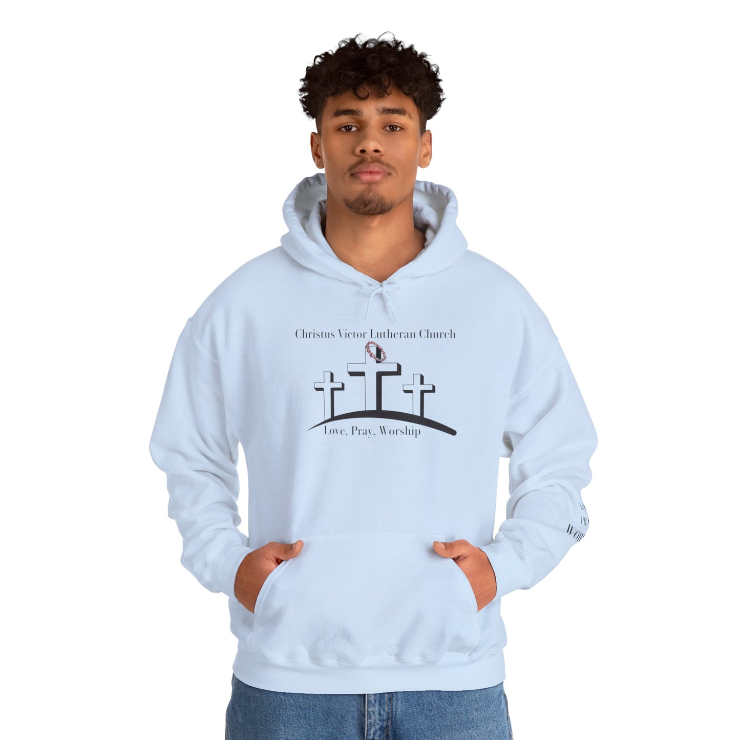 Comfortable Unisex Hooded Sweatshirt with Christus Victor Logo