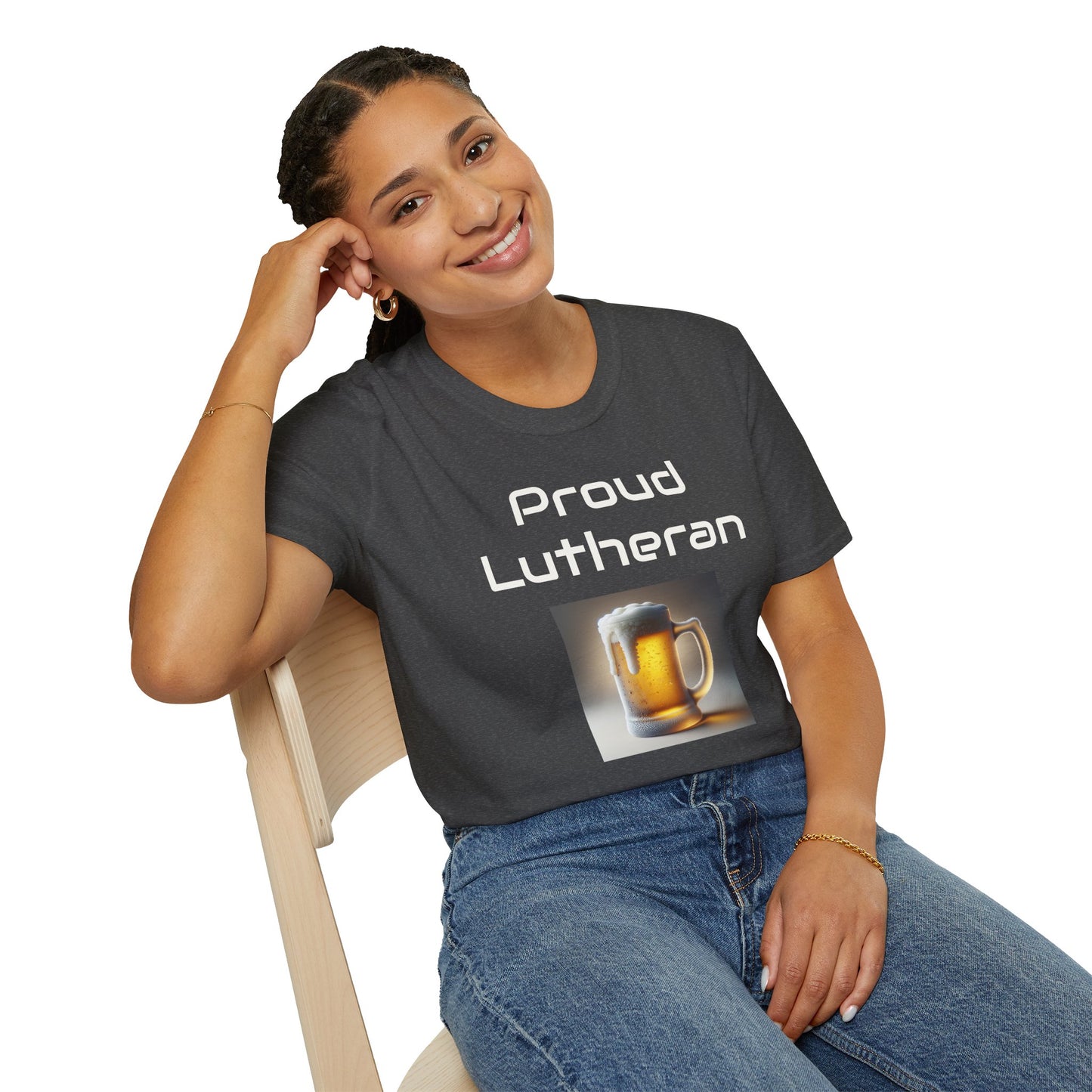 Proud Lutheran Unisex T-Shirt - Orange Beer Mug Design