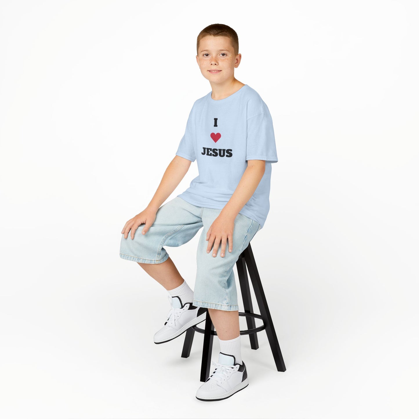 I ❤️ Jesus Kids Heavy Cotton Tee - Comfortable Faith T-Shirt for Young Believers