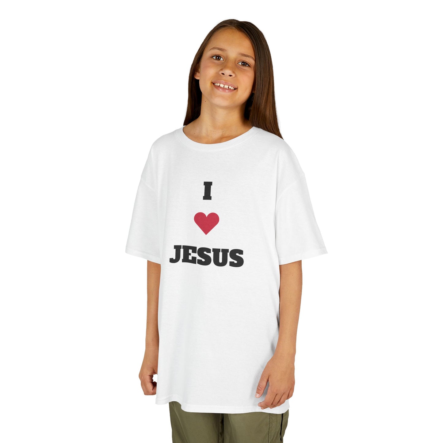 I ❤️ Jesus Kids Heavy Cotton Tee - Comfortable Faith T-Shirt for Young Believers