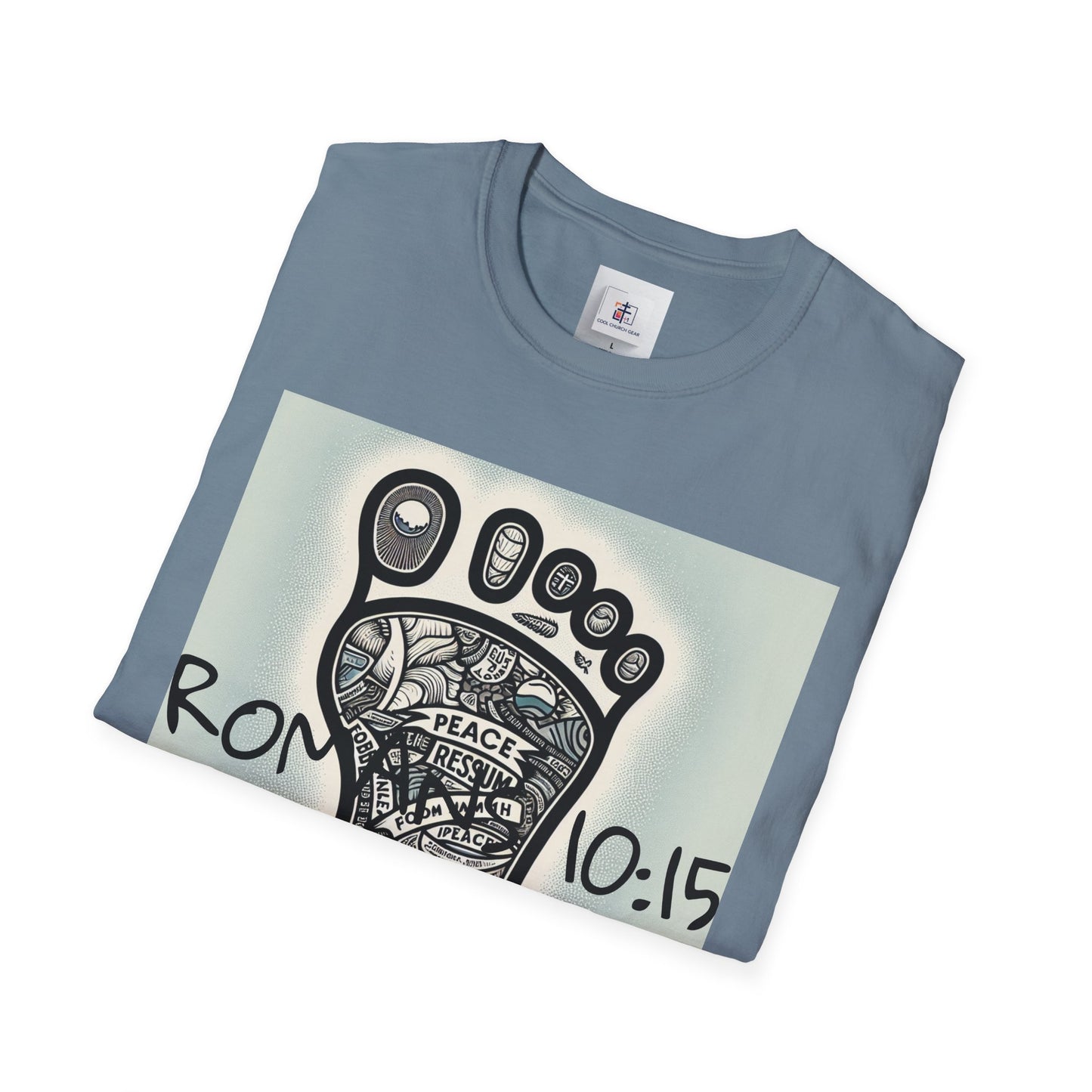 Inspirational Christian T-Shirt with Footprint Design - Romans 10:15