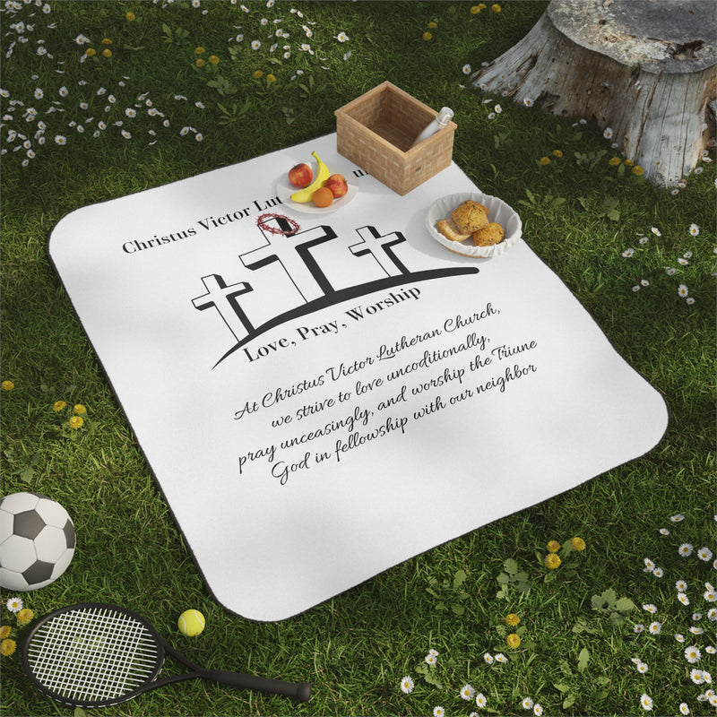 Inspirational Picnic Blanket - Love, Pray, Worship Design