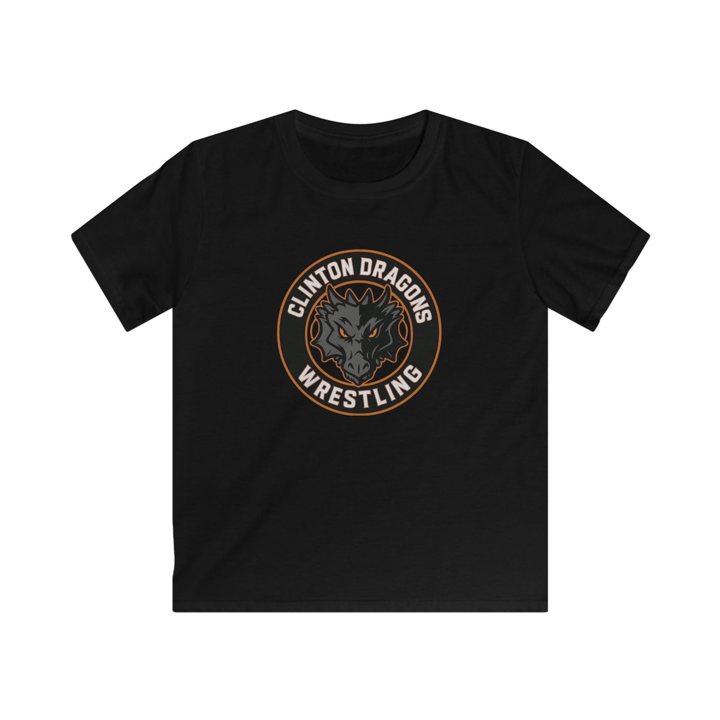 Youth Wrestling Tee, Clinton Dragons Shirt, Softstyle Kids T-Shirt, Sporty Gift for Boys, Kids Athletic Top, Perfect for Teams