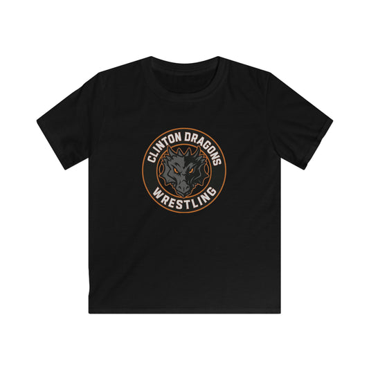 Youth Wrestling Tee, Clinton Dragons Shirt, Softstyle Kids T-Shirt, Sporty Gift for Boys, Kids Athletic Top, Perfect for Teams