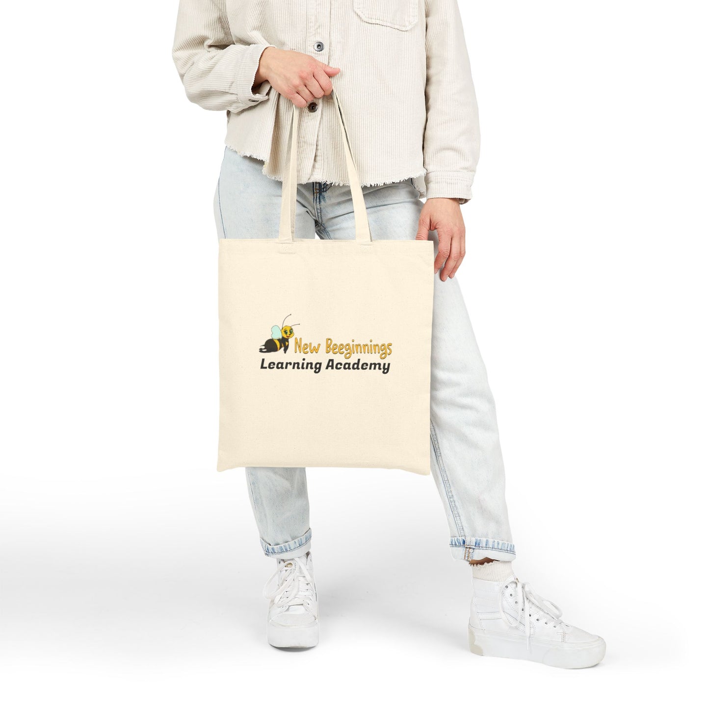 Buzzing Beginnings Cotton Canvas Tote Bag - Eco-Friendly, Bee Design, School Supply, Gift, Teacher Tote