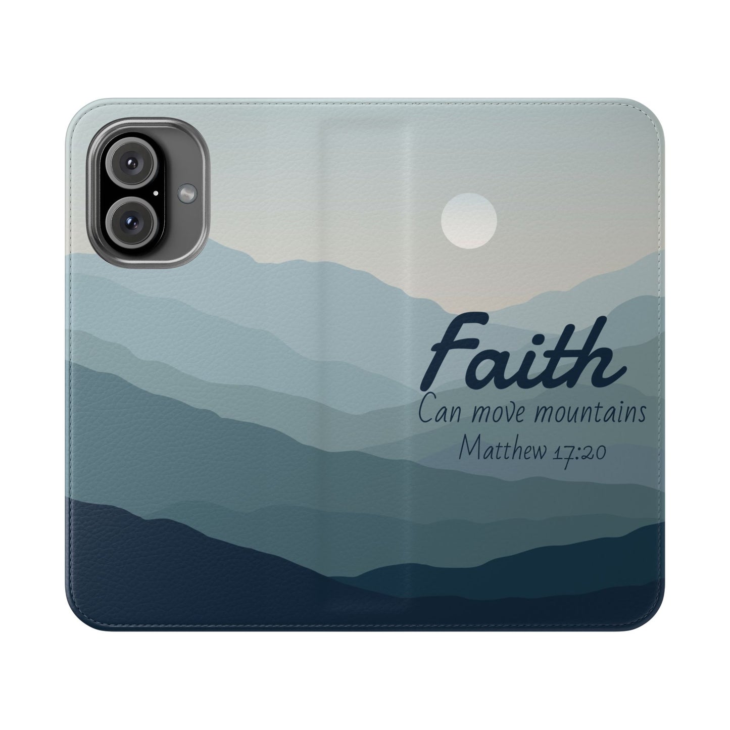 Inspirational Flip Case - Faith Can Move Mountains, Phone Wallet Cover, Motivational Gift, Christian Accessories, Scripture Design