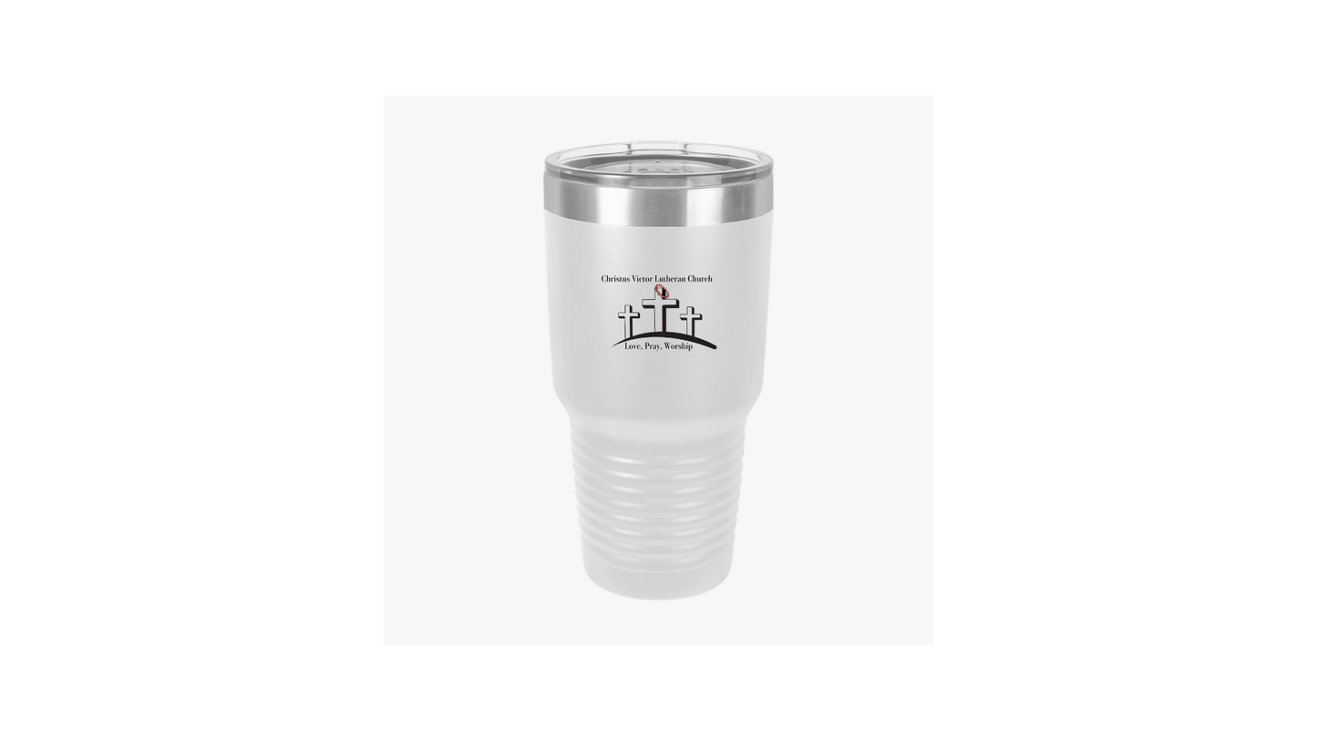 Tumbler with Love, Pray, Worship Design - Inspirational Drinkware for Church Gatherings, Gifts, Celebrations, Events, Religious