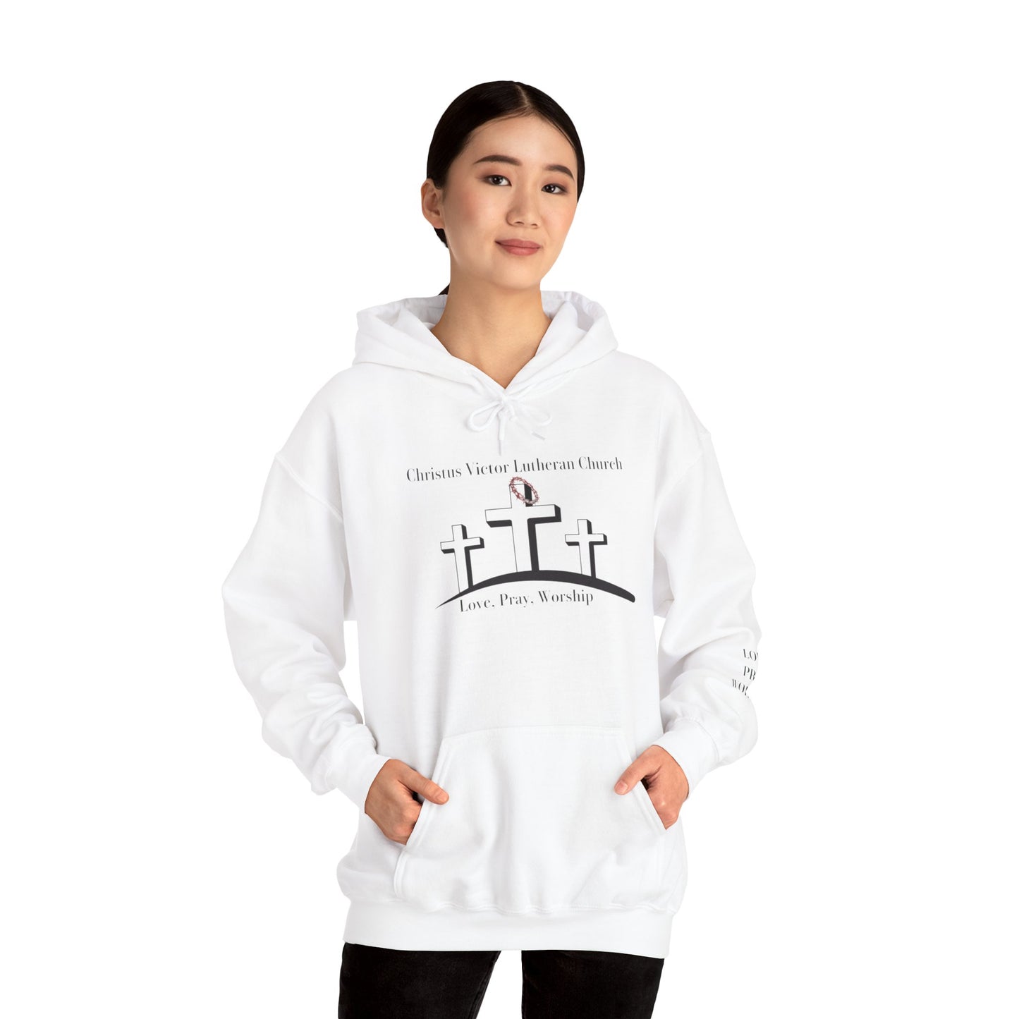 Comfortable Unisex Hooded Sweatshirt with Christus Victor Logo